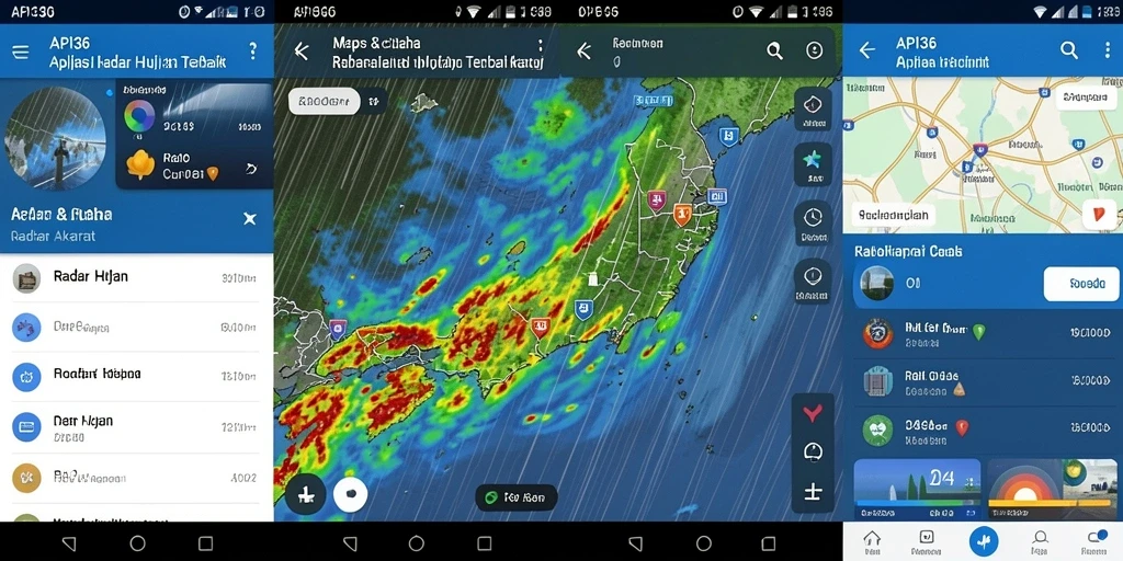 Tampilan antarmuka aplikasi API36 dengan radar hujan interaktif.
