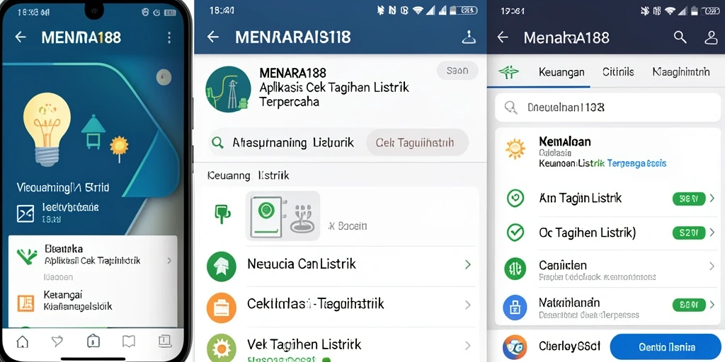 Antarmuka aplikasi MENARA188 yang mudah digunakan untuk cek tagihan listrik.