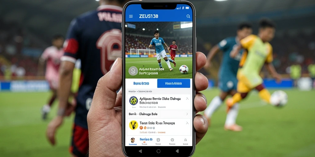 Tampilan antarmuka aplikasi ZEUS138 untuk berita olahraga bola.