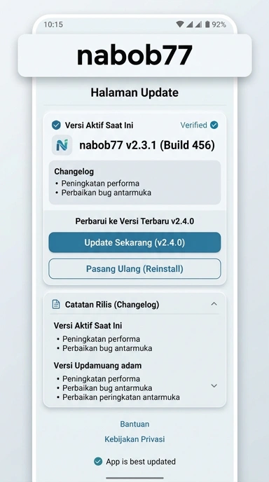 Tampilan riwayat versi nabob77